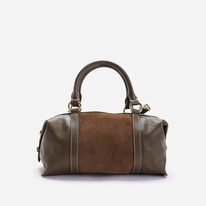 TUSCAN'S New Boston Bag in Cowhide Leather — Minimalist Everyday Carry — Structured Top-Handle Handbag with Top Handle and Shoulder Strap Design