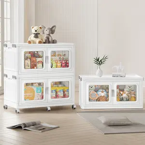 BROVIEW V80 660Qt/880Qt Large Stackable Storage Bins with Lids, Plastic Storage Bins with Wheels, Collapsible Closet Organizer and Storage Drawers, Home Storage and Organization, Garage, Room Storage