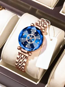 Ocean Heart Stellar Radiant Multi-Faceted Solid Women's Waterproof Watch, Elegant Light Luxury Timepiece for Every Occasion