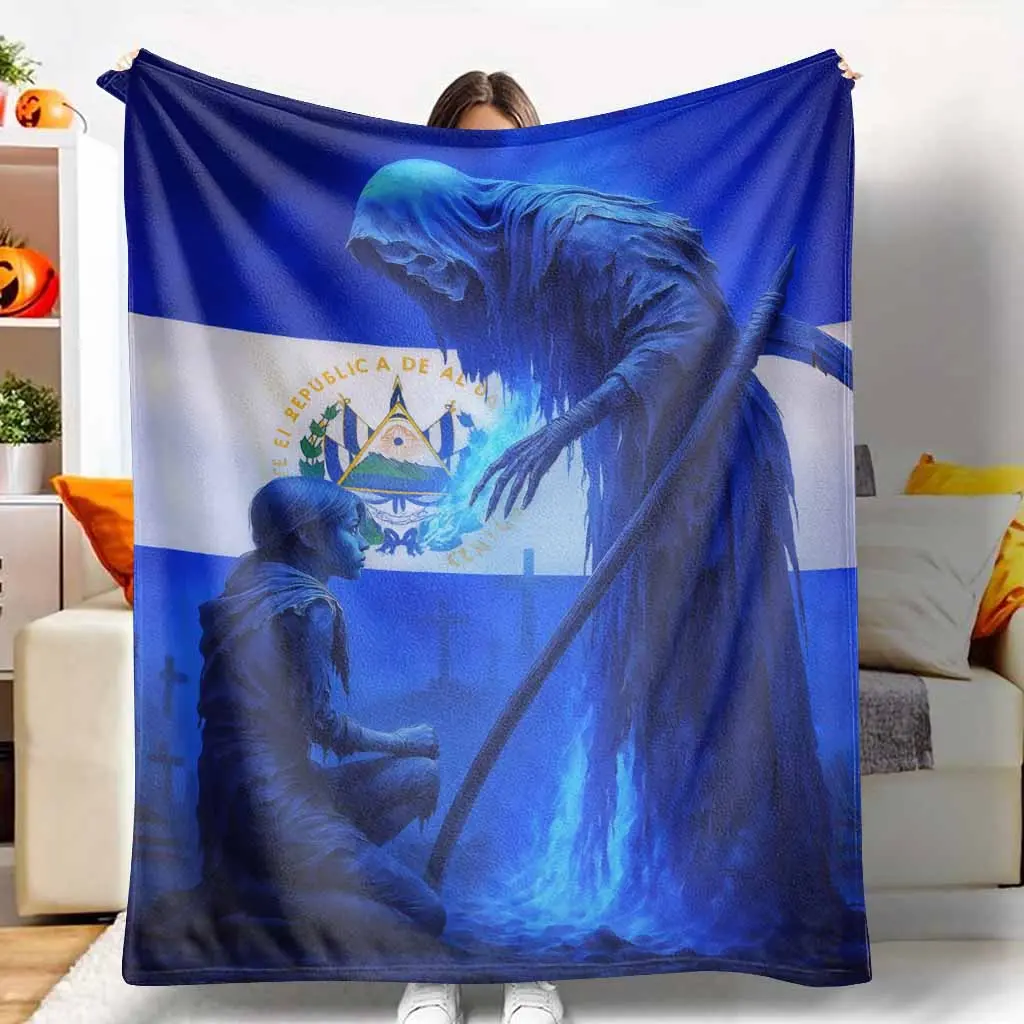 Grave Scene Grim Reaper Graphic Print Flannel Throw Blanket - Ultra-Soft, Lightweight Cozy, Warm, Wrinkle Resistant, Machine Wash Portable Blanket - Ideal for Sofa, Memorial Remembrance Condolence Gifts, Lightweight Cozy Blanket