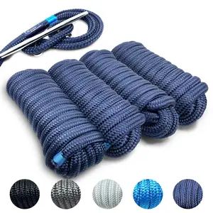 Premium Nylon Boat Dock Lines & Ropes for Docking & Pontoon | Double Braided Marine Rope | UV & Saltwater Resistant Dock Ropes for Boats & Mooring (Deep Sea Blue, 1/2'' x 20')