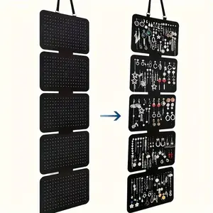 Jewelry Storage Rack, 1 Count 5 Layer Felt Jewelry Display Stand, Large Capacity Foldable Display Stand for Earrings, Pendants, Necklaces & Bracelets, Foldable Storage Organizer