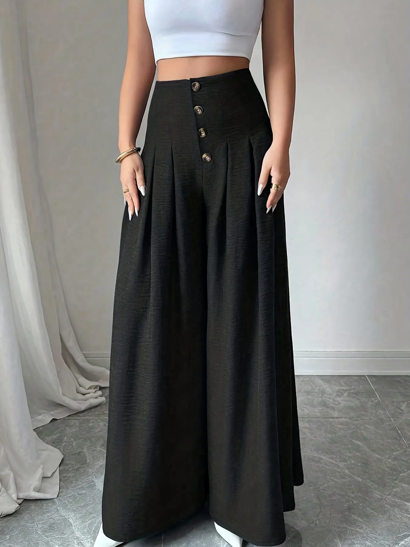1 piece of fashionable solid color bell bottom pants for women, Bell Bottom Trousers, Casual Fashion Pants, suitable for commuting to work, shopping, outdoor activities, indoor and outdoor wear