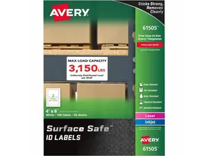 Avery Labels Removable Surface Safe 4"x6" 100/PK WE 61505