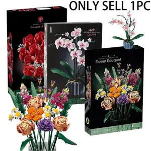 Multiple Bouquets Flower Creative Building Blocks Potted Plants Puzzle Assembly Living Room Decorations Fresh flowers decoration ornaments Holiday DIY Valentine's Day Birthday Gift Building Block Model