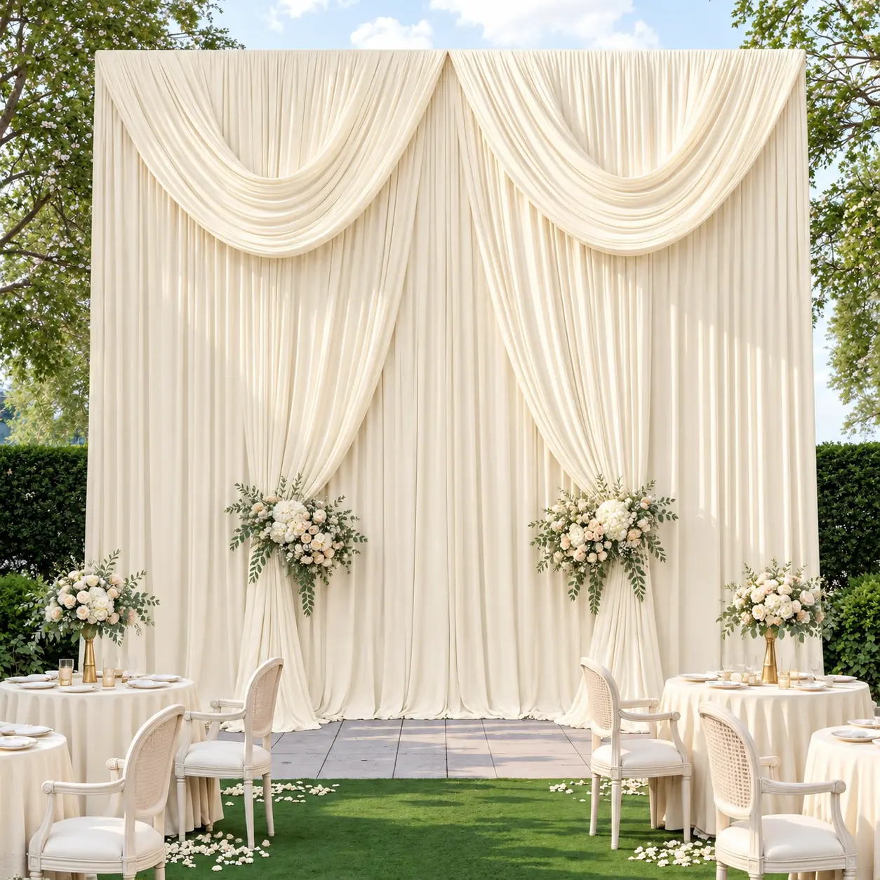 6-Panel Polyester Photo Backdrop Curtains - 5x10FT Wrinkle-Free Drapes, Christmas Photo Booth Backdrop & Banners for Wedding Photography, Party Decor, Home & Festive Supplies