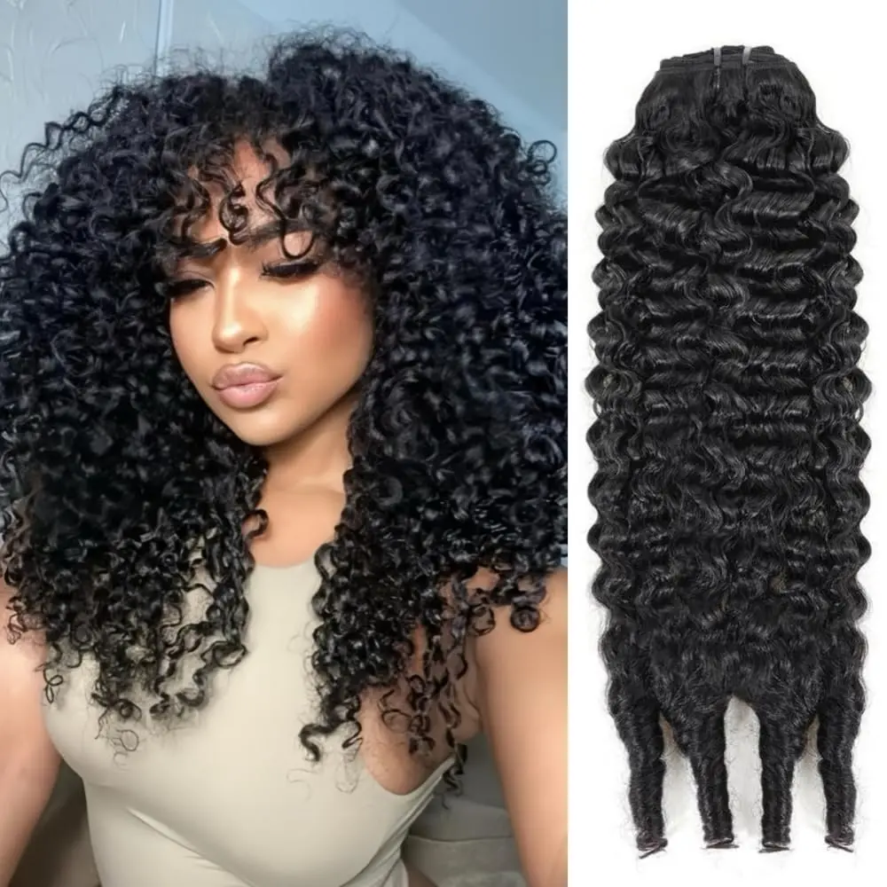 Karlami Hair Burmese Curly Bundles with Spriral End 3c4a Quick Weave Pixie Curly Bundles Human Hair 14-30inch Loose Deep Wave 100% Virgin Body Wave Bundles Sew in Extension Straight Bundles with 5x5 Closure Human Hair Bundles for Women Natural Black