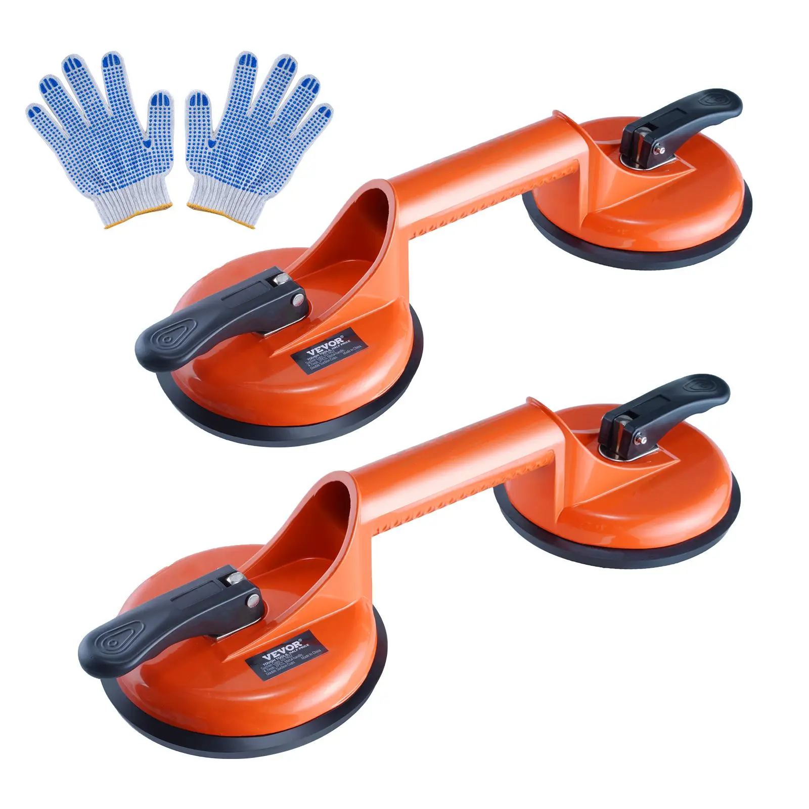 【summerfinds】VEVOR Glass Suction Cup, 4.7" 2 Pack 330 lbs Load Capacity, Vacuum Suction Cup with Aluminum Handle, Heavy Duty Industrial Suction Cup Lifter Tool for Glass, Granite, Tile, Metal, Wood Panel Lifting