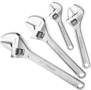 #SpringGlowUp WORKPRO Adjustable Wrench Set, Forged, Heat Treated, Chrome-plated (6-inch, 8-inch, 10-inch, 12-inch)