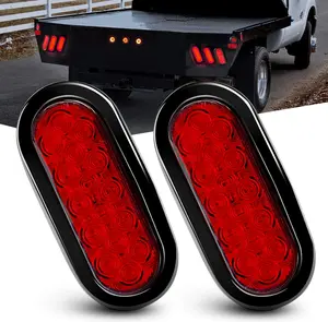 DIBMS 6 Inch Oval LED Trailer Lights, Red Trailer Light Kit with Rubber Grommet, 12V Waterproof Tail Light for Utility Truck Flatbed Tractor RV Boat Running Brake Stop, DOT Compliant truck stuff