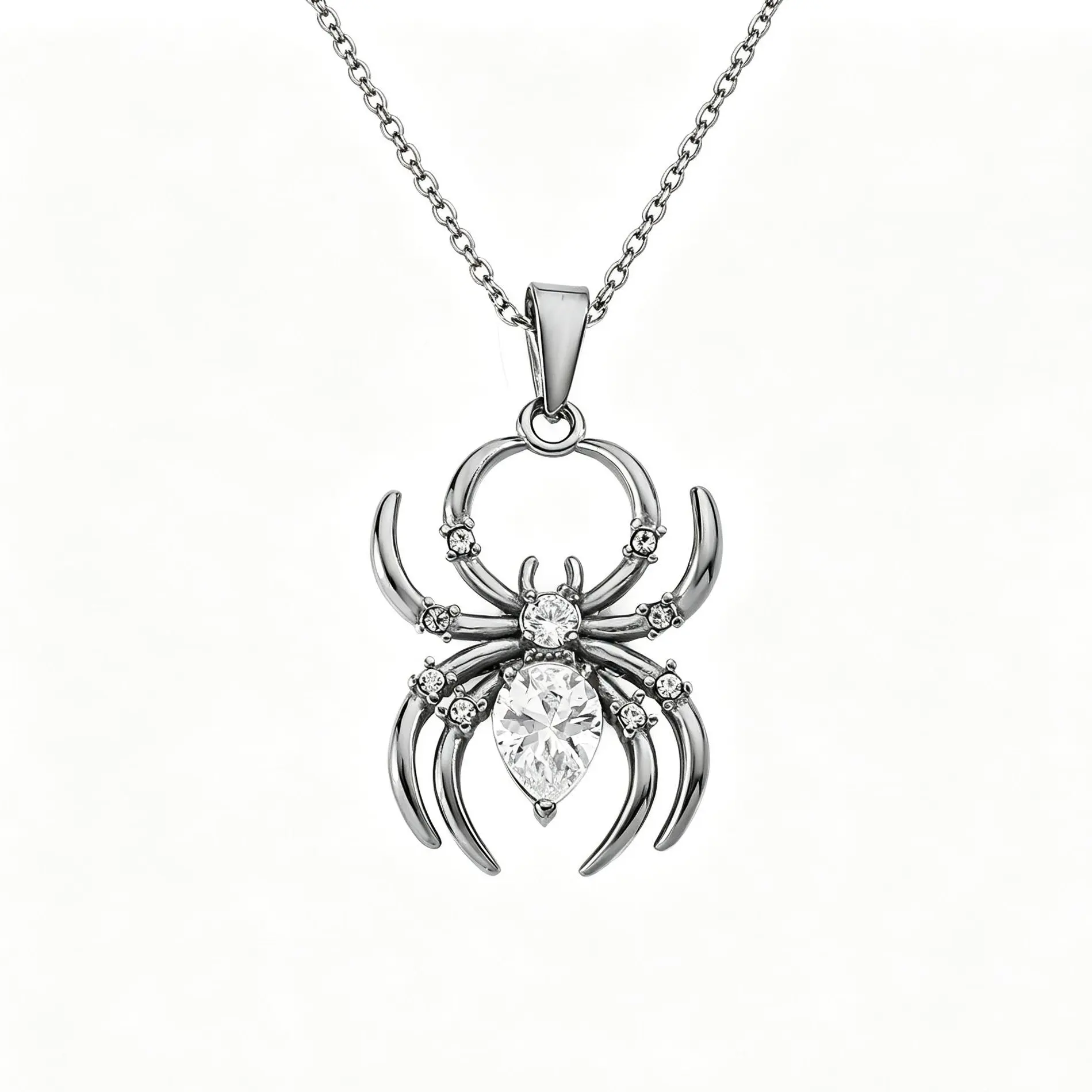 Stainless Steel Spider Necklace, Rust-Free Unisex Jewelry for Casual Wear, Best Friends, Boy's Birthday & Halloween Gift, Couple