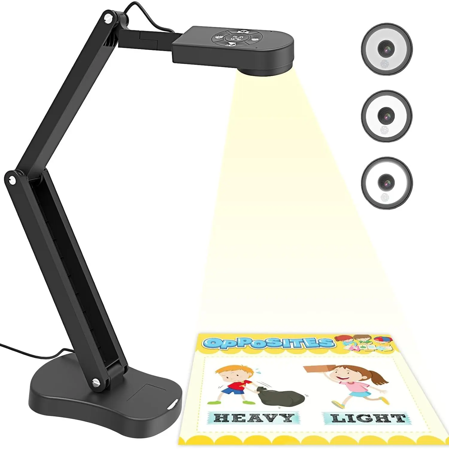 8MP USB Document Camera for Teachers and Classroom for A3 A4 Size with Dual Mic, 3-Level LED Light, Up and Down, Left and Right Image Inversion, for Distance Teaching & Learning, Live Demo, Auto Focus