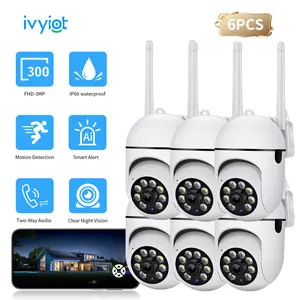 Ivyiot 6PCS 3MP Smart Indoor Security Camera AI Motion Tracking Ultra Clear 360 Coverage Two Way Talk Night Vision for Property Owners Small Business