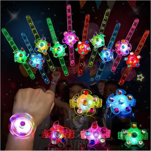 24 Pack LED Light Up Fidget Spinner Bracelets, Glow in The Dark Party Favors for Kids 4-8 8-12, Treasure Box Toys, Birthday Gifts, Carnival Prizes, Easter Goodie Bags Stuffers