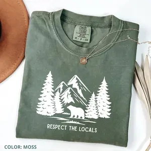 Comfort Colors Respect The Locals TShirt Woodland Animals Graphic Tee Forest Creatures Wildlife Shirt Outdoor Granola Girl Nature Aesthetic Gift Cotton Fabric