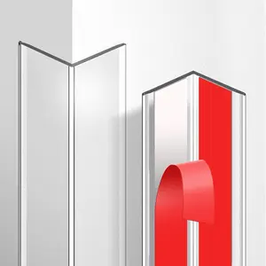 4 Pack Clear Self Adhesive Wall Corner Protector, Easy to Install Edge Guard Strip for Walls Furniture Cabinet Shelf Drywall Baseboard Desk, 17.7in x 1.18in