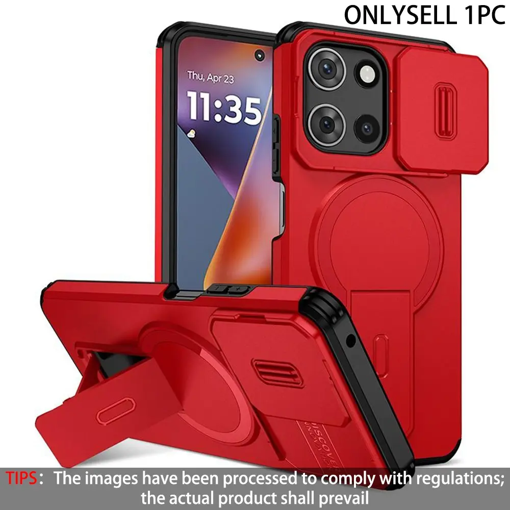 Invisible Foldable Stand Phone Case Casing, Smartphone Shell, TPU Smartphone Cover, compatible with Motorola MOTO G Play 5G (2026), G Power (2025) and Edge (2024). 2-in-1 design with sliding camera cover, offering durable protection, ideal for daily use
