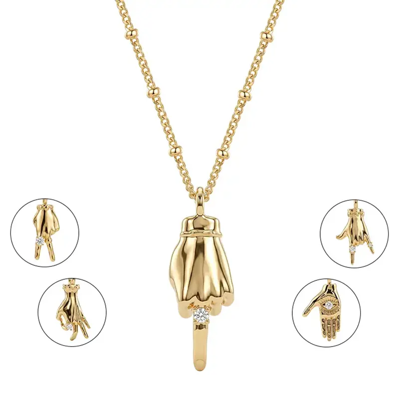 Women's Dainty Gold-Plated Hand Sign Language Charm Pendant Necklace - Ideal for Layering, Meaningful Gifts, Birthday Gift Jewelry