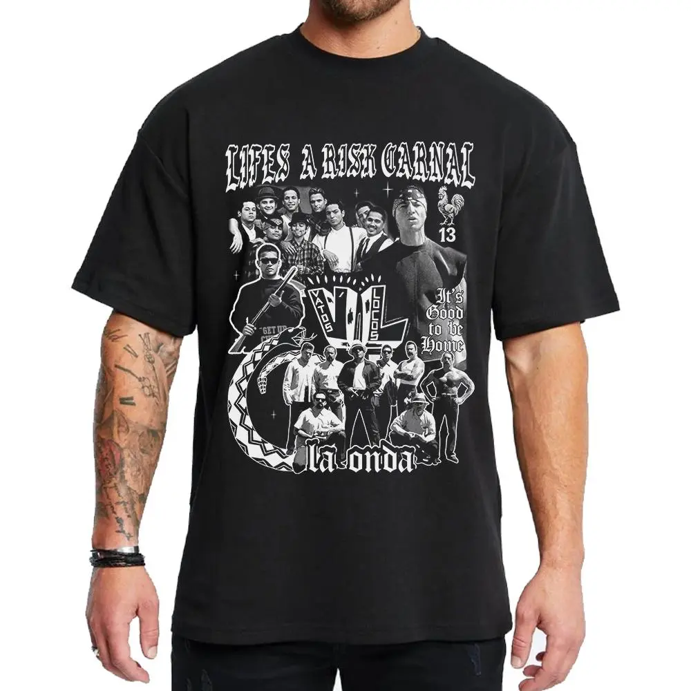 Men's Graphic T-Shirt featuring Vatos Locos Forever, Casual Chicano Streetwear, Fashion Round Neck Cotton Top, Menswear, Tshirt, Shorts
