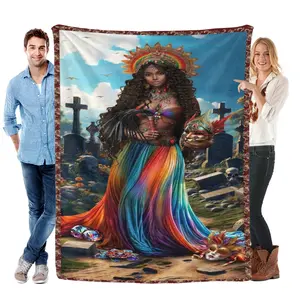 Voodoo Goddess Blanket Ayida Weddó Maman Brigitte Myth Skull Graveyard Throw Lightweight Single-Sided Print Living Room Decor Gift