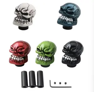 66mm Skull-Shape Universal Direct-Swap Manual Transmission Gear Shift Knob, Car Accessories, Automotive Interior Modification Part with Meta Adapter Kit