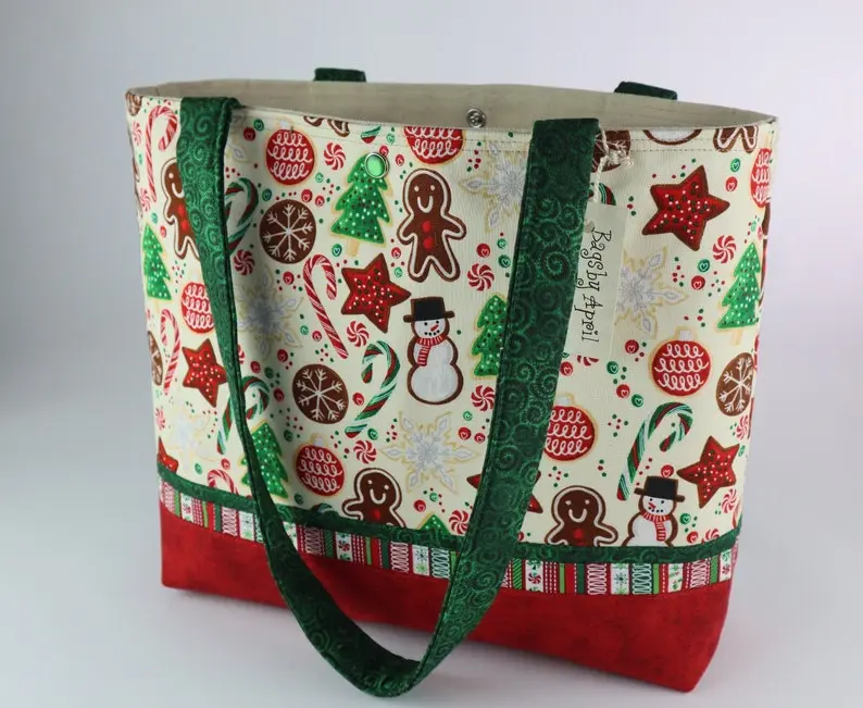Holiday Sugar Cookies Shoulder Bag Gingerbread purse Christmas Tree tote Winter Snowman handbag