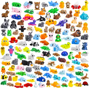 Secret Animal Dolls Set, Randomly Selected Unique 3D Printed Animals, Multi-Color Flexible Jointed Toys, Portable Size, Party Gifts, Classroom Rewards