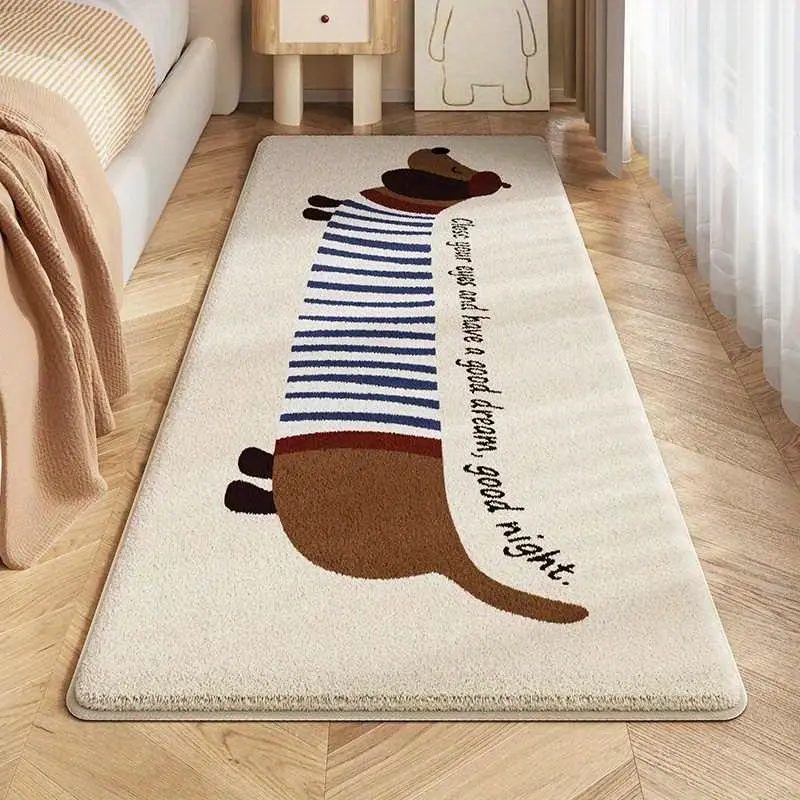 1pc  Ins Style Bedside Plush Carpet Dachshund Dog Pattern Long Carpet Fluffy Soft Bedroom Decoration Dog Carpet Home Bay Window Sofa Front Carpet Animal Printed Rug Cozy Area Rug Decorative Area Rug Soft Fluffy Rugs