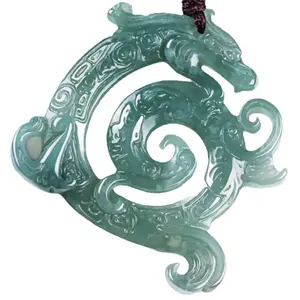 Natural A-grade Jade Hollow Ruyi Dragon Pendant Waxy Jadeite Pendant Men's Jade Pendant Women's Pendant