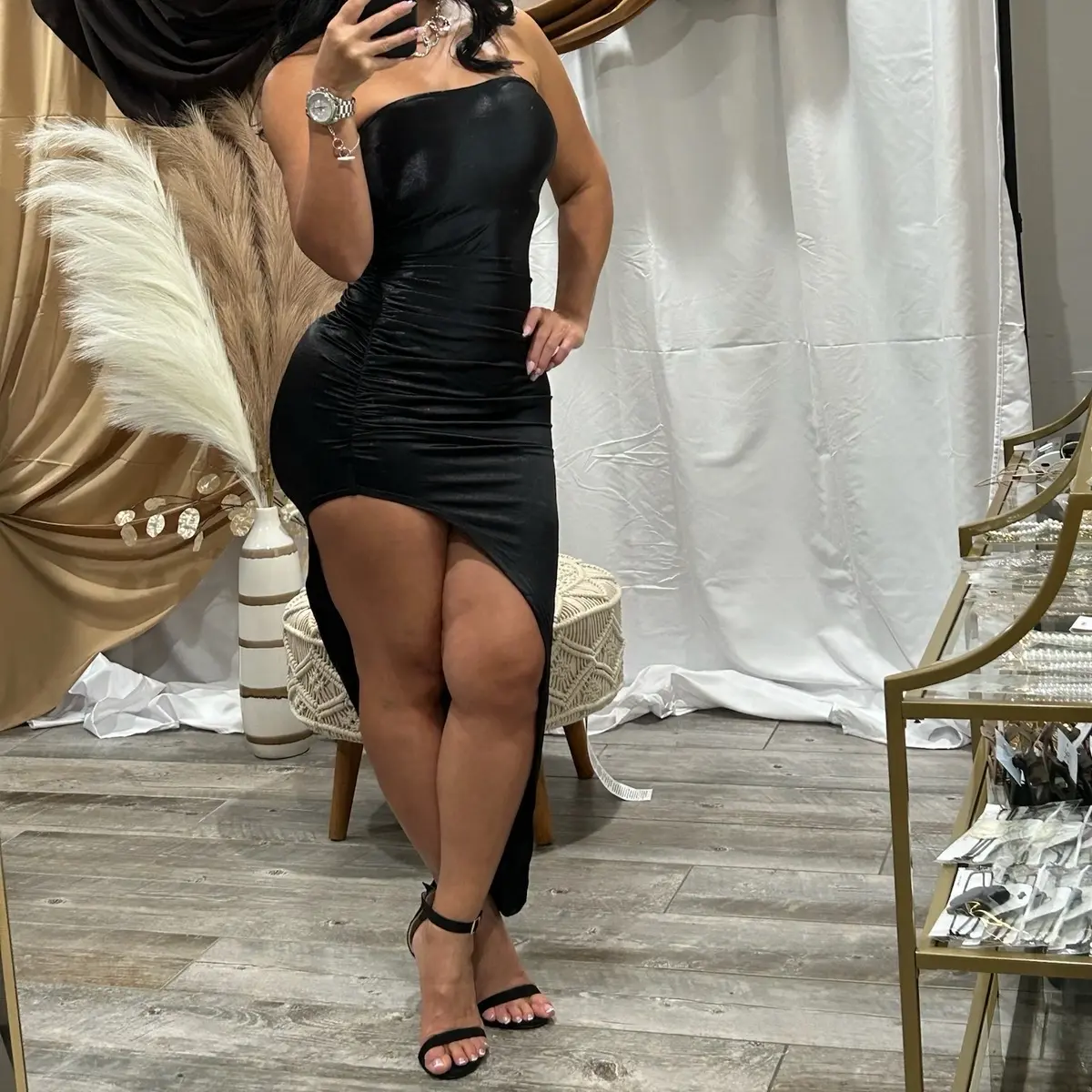 Metalic Sexy Asymetrical Dress