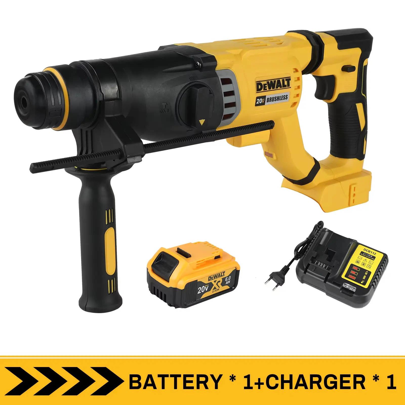 DEWALT DCH263 20V Brushless Cordless SDS Plus D-Handle Rotary Hammer For Overhead Drilling Rebar Concrete Breaking Hole Making Power  With Auxiliary Handle Depth Rod Kit reseller powertools impact  Drill