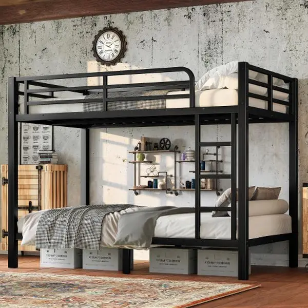 【Bellemave】Twin /Full/Queen Metal  Bunk Bed for Teens and Adults,Space-Saving/Noise Reduced/No Box Spring Needed, Black Bed Frames Bedframe