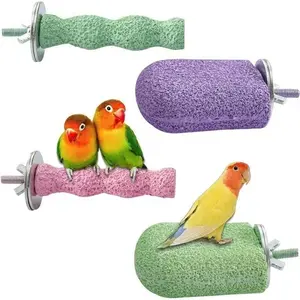 4PCS Bird Beak Grinding Stone, Parrot Perch & Beak Trimmer, Chew Toys for Cage, Beak & Nail Grooming Tool