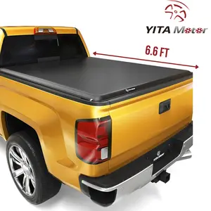 [Fits 2014-2018 Chevy Silverado & GMC Sierra 1500 & 2019 Legacy/Limited] 6.6 Ft Bed, Soft Roll Up Truck Bed Tonneau Cover - Yitamotor