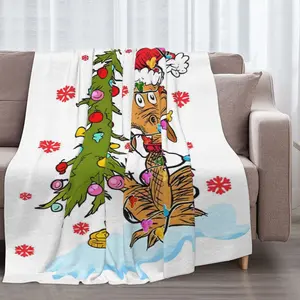 Christmas Cartoon Movie Flannel Blanket – Cozy Holiday Throw with Cute Dog & Tree Design, Gift for Adults Boys Girls, Ideal for Sofa, Office, and Car Home Decor & Winter
