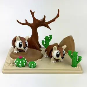 Desert Armadillo Play Set – Miniature Scene with Cacti & Tree