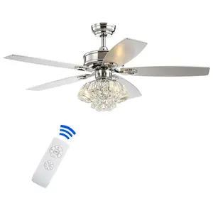 JONATHAN Y Kate Glam Crystal Drum LED Ceiling Fan With Remote; for Bedroom, Living Room, Kitchen, Office