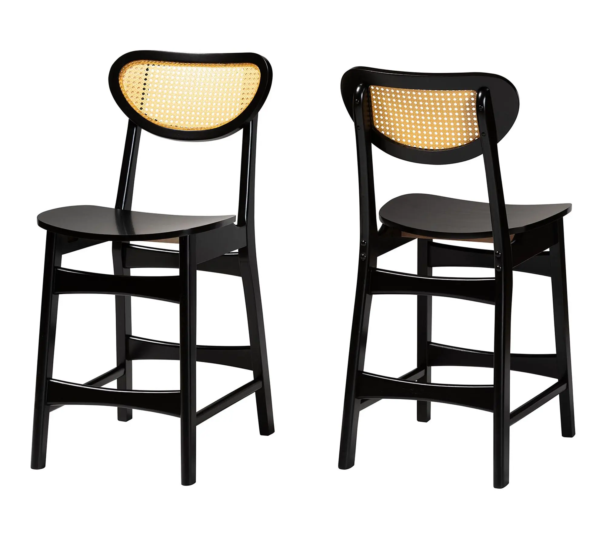 Baxton Studio Hesper Wood and Rattan Counter Stool Set of 2 Baxton Studio Hesper Wood and Rattan Counter Stool Set of 2