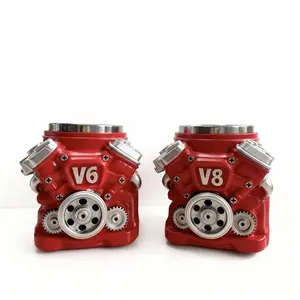 New V6 V8 Engine 3D Mug Stainless Steel Realistic Motor Block Design Premium Resin Collector-Style Car Lover Gift Cool Father’s Day Garage Desk Unique Automotive Drinkware