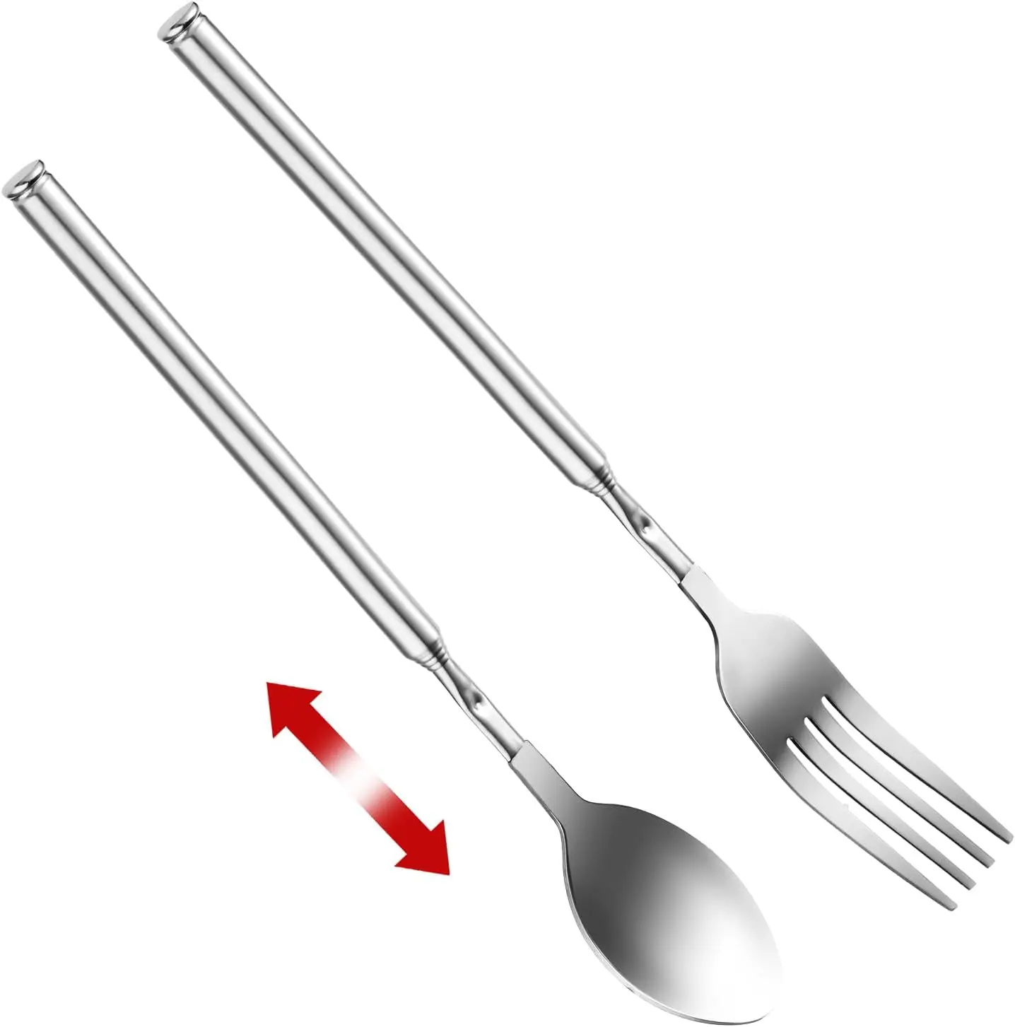 Extendable Fork Spoon, Telescopic Fork Spoon Stainless Steel Long Fork ...