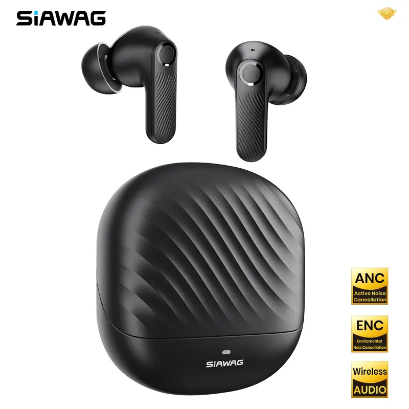 SiAWAG BTW62H Noise Cancelling Earbuds with 10mm Drivers, 50H