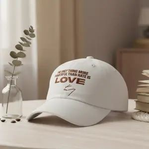 Dad Hat Embroidered Love Message Baseball Cap, Vintage Washed Cotton Adjustable Casual Everyday Hat, Comfortable Unisex Streetwear Cap for Daily Wear, Gift for Friends Family Couple, Aesthetic Minimalist Dad Hat, Trendy Neutral Outfit Accessory