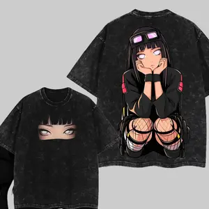 Hinata NARUTO Vintage Unisex Oversize Anime Manga Washed Cotton T-shirt, Graphic Tee, Anime Lover, Anime Merch Fan, Outfits Men, Boys Merch Graphic Tee Grunge Graphic Album T-Shirt Subtle Anime Clothing Menswear Top Breathable Casual Classic Skeleton
