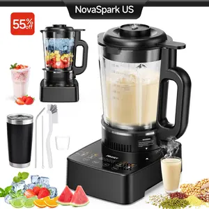 PRASKY Heating Blender & Soy Milk Maker,60oz Glass Jar,24H Delay Start,25000RPM High-Speed Motor,9 Smart Programs for Nut Butters, Soups, Smoothies, Juices,Ultimate Kitchen Powerhouse