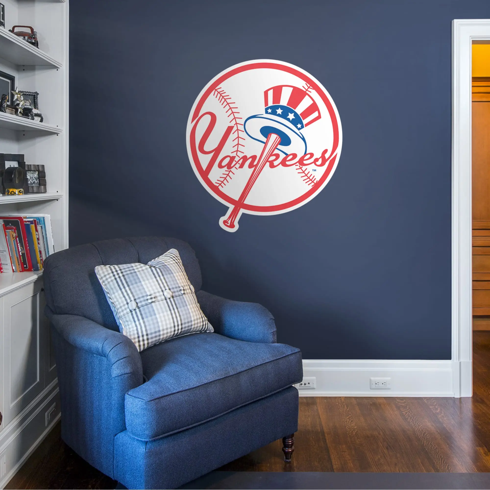 Official MLB New York Yankees RealBig Circle Logo Collection Reusable Vinyl Wall Decor Stickers with Yankees Legacy
