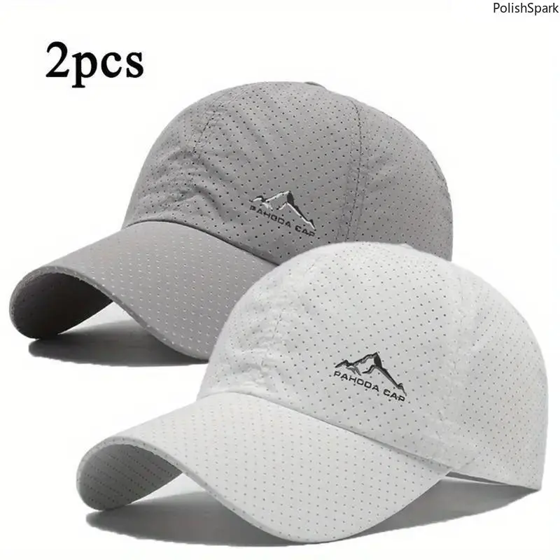 2 Pack Athletic Caps for Men & Women, Sporty Full Mesh Polyester Design, Quick-Dry, Lightweight & Adjustable for Running & Outdoors, Mesh Cap