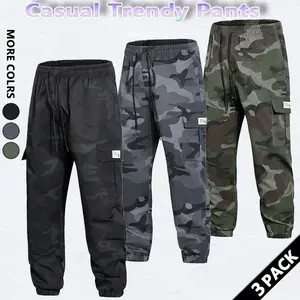 Men's autumn and winter camouflage pants, fashionable and stylish elastic waist drawstring design, sports casual loose version, cuffed bottoms, suitable for sports, fitness, street wear, and leg lengthening