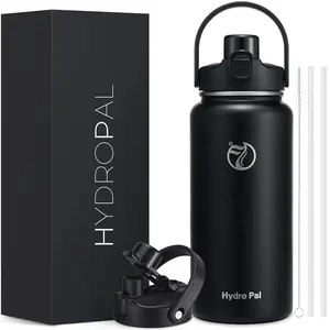 HydroPal 64oz Insulated Stainless Steel Water Bottle, Half Gallon, 2-in-1 Lid (Chug & Straw), Double-Walled Vacuum, Leak-Proof, Wide Mouth, Drinkware Tumbler Mug