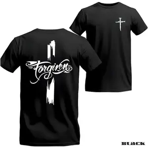 FEEGO Forgiven Cross Christian T-shirt, Retro Faith Symbol Comfort T-shirt, Vintage Lord and Savior Statement T-shirt, Classic Religious Worship Graphic T-shirt unisex throwback sport shirt white graphic tee wicked  merchandise