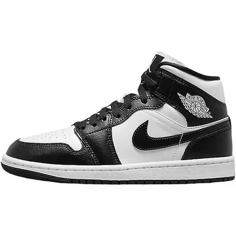 NIKE Women's Air Jordan 1 Mid High Top Casual Sporty Sneakers, White-Black Colorway, Women's Shoes (DV0991 101)